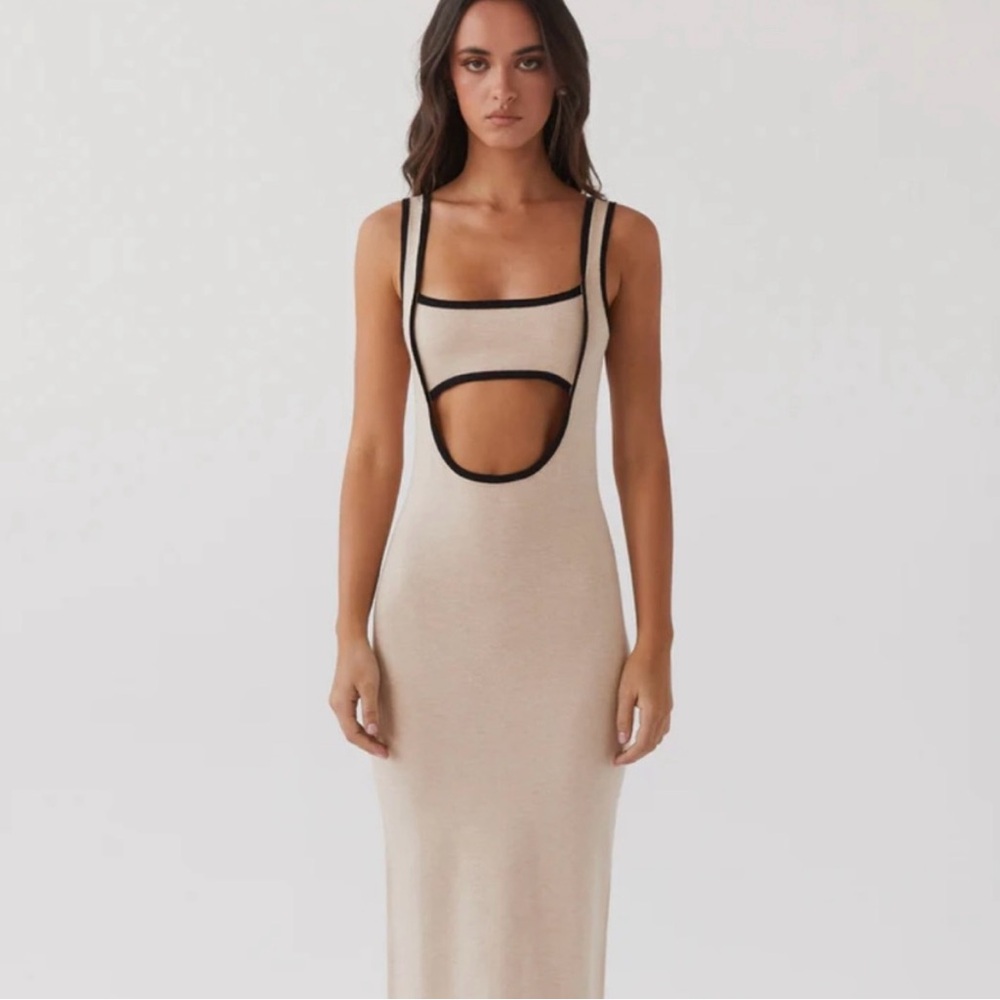 Peppermayo White and Black Backless Dress